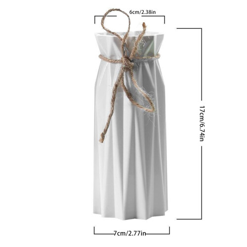 Μπουκέτο με τεχνητά λευκά λουλούδια και πλαστικό βάζο, 2 τεμάχια 2