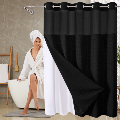 Rideau de douche en polyester imperméable et résistant, 54 x 72 pouces. 1