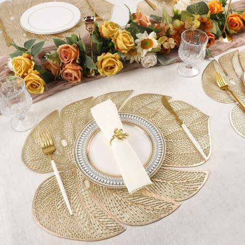 Gold Leaf Vinyl Placemats 46.5x30cm 2
