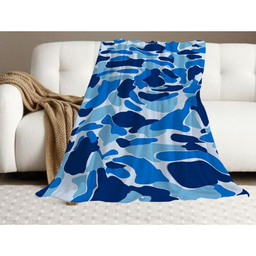 Light Blue Camo Flannel Throw Blanket 60x80 in 2