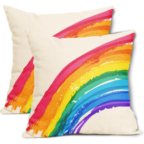 Fodere per cuscini arcobaleno, set da 2 (50x50 cm) 1