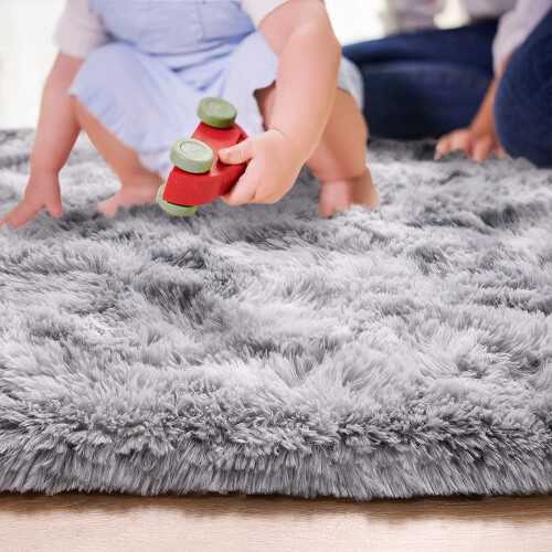 Fluffig oval tie-dye-matta 75 x 150 cm 2
