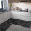 Boho kitchen mat set of 2 black Moroccan runner rugs with 2