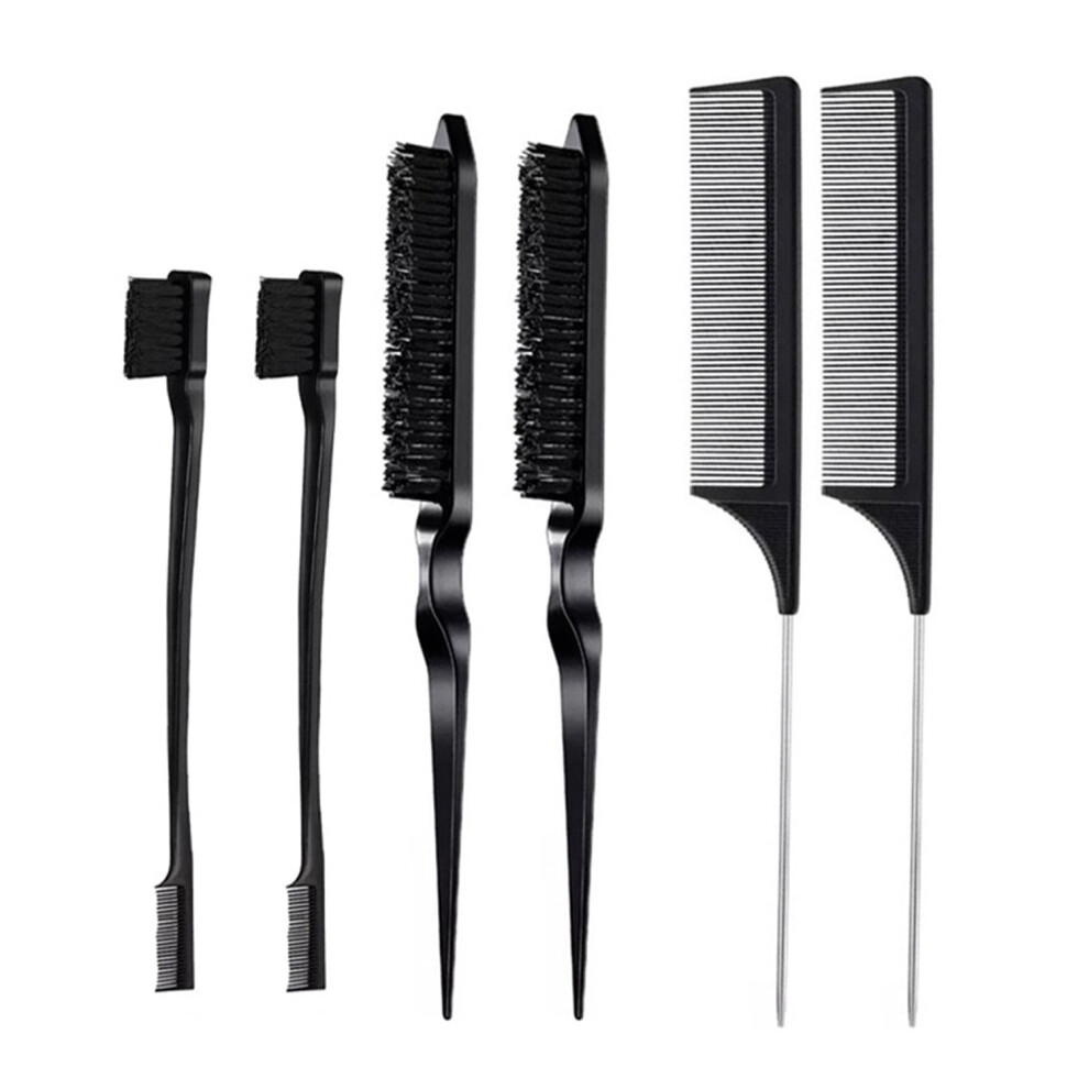Hair Styling Comb Set Black 6-Piece