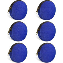 Set van 6 mini ronde canvas make-up tasjes met ritssluiting