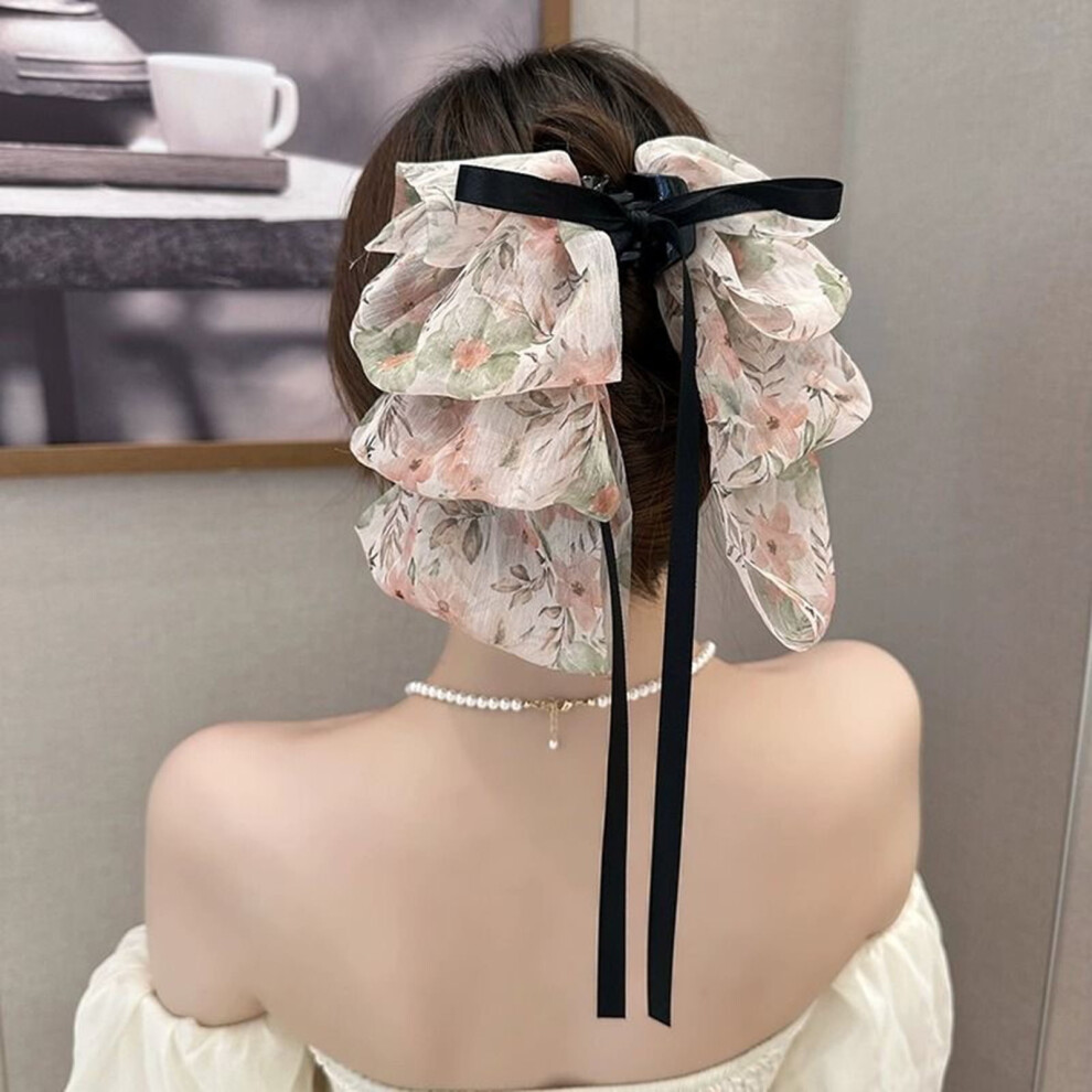 Large Bow Hair Clip for Women - Fabric & Metal