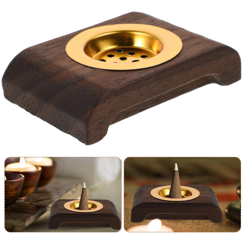 Brûleur d'encens conique rectangulaire en bois (1 pièce)