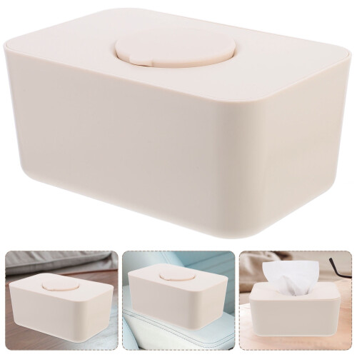 Estojo de silicone bege para lenços umedecidos e secos, 1 conjunto