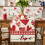 Red Heart Table Flag in Flax Fabric XL 5