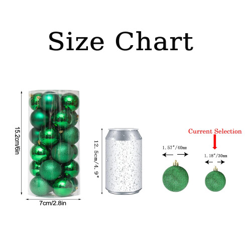 24pcs Gold Christmas Tree Balls, 30mm Shatterproof Plastic 2