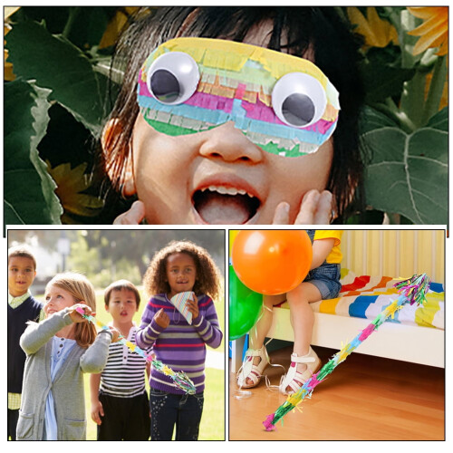Sett med pinata-pinne og papirøyelapper 2
