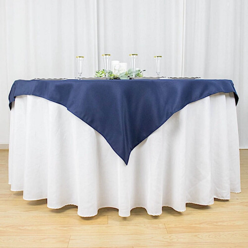 Navy Blue Square Polyester Tablecloth 54 in 2