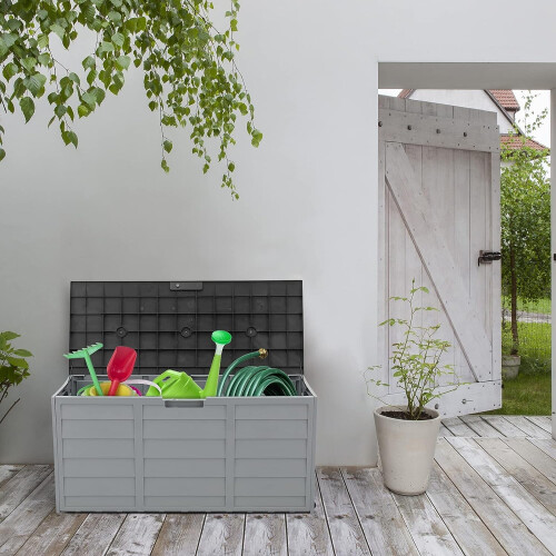 75-Gallonen-Gartenbox mit Rollen, Grau 1
