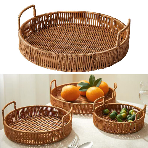 Stylish Wicker Pattern Snacks Container With Sturdy Handles-2 2
