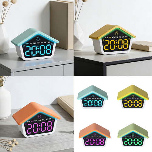 Digital Alarm Clock LED Digital Clock Electric Desk Clock-Green 2