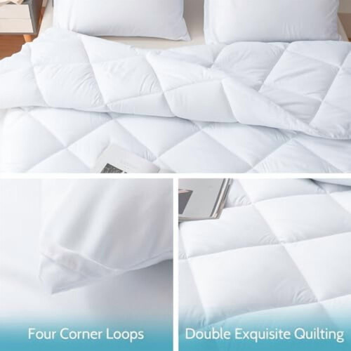 Cal King Comforter Set Quilted Down Alternative 3 pcs White 2