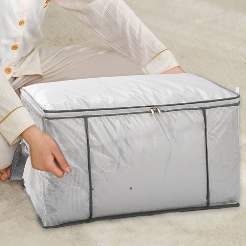 Panier de rangement pliable en tissu avec couvercle extra-large 1