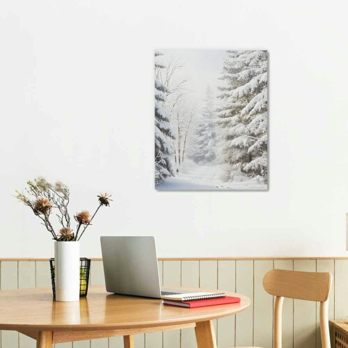 Snowy Pine Forest Canvas Wall Art 1