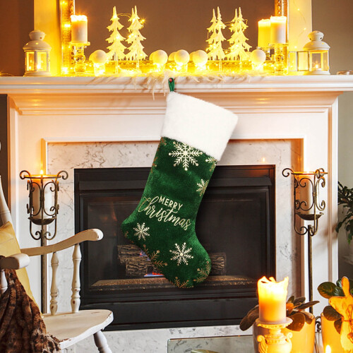 Personalised Needlepoint Christmas Stocking, Green 2