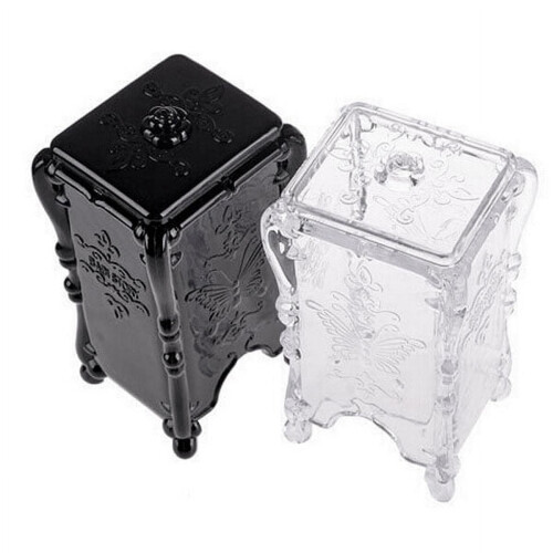 Caja portadiscos de algodón de acrílico negro 2