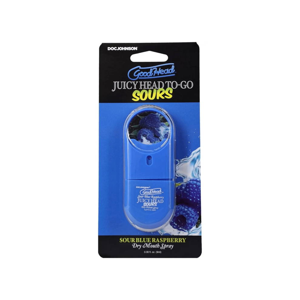 Doc Johnson Good Head Juicy Head Dry Mouth Spray To-Go Sour Blue Raspberry 0.3Oz