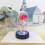 Rote LED-Rose in Glaskuppel mit bunten Lichtern 4