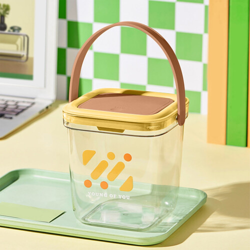 Mini-Mülleimer mit Deckel, 1 Gallone, gelber PET-Tischeimer 1