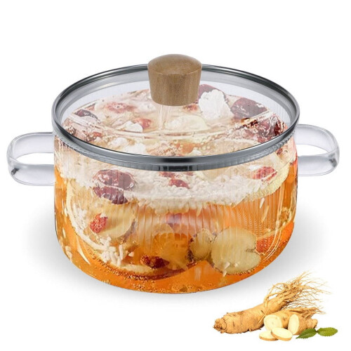 Glass Saucepan with Lid 1.6L Borosilicate 1