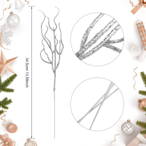 Glitter Christmas Tree Picks Silver 30-Pc 1