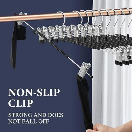 10-Pack 16" Metal Pants Hangers with Clips – Black 2