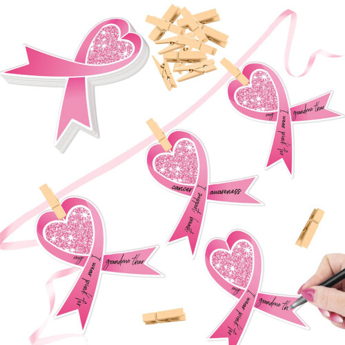 30PCS Customizable Breast Cancers Banners Set With Pre Attached 2