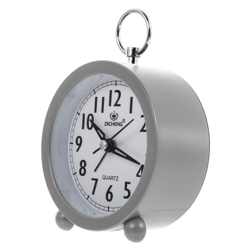 Round Alarm Clock for Kids Vintage Grey