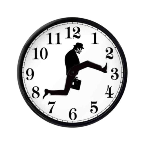 Ceas de perete Silly Walk în stil Monty Python, decor silențios