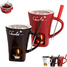 Kubek do fondue czekoladowego z widelcem i świeczką (1 szt.)