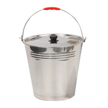 Edelstahl-Eimer mit Griff und Deckel, 7,6 l