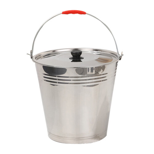 Edelstahl-Eimer mit Griff und Deckel, 7,6 l