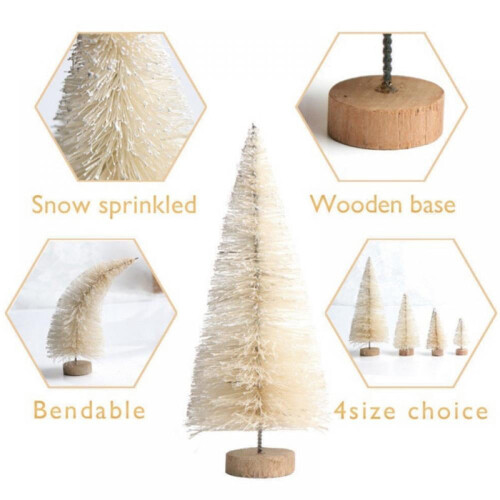 Mini Tabletop Christmas Tree Green Frosted Sisal 8pcs 2