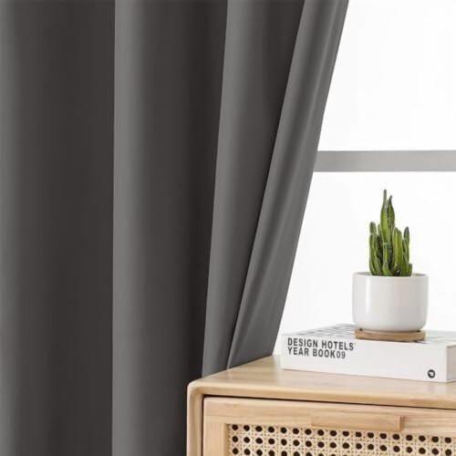 Dark Grey Blackout Curtains 120" with Grommets 1