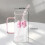 Eleganter quadratischer Glastrinkbecher mit Deckel,-Rosa 4