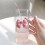 Eleganter quadratischer Glastrinkbecher mit Deckel,-Rosa 5