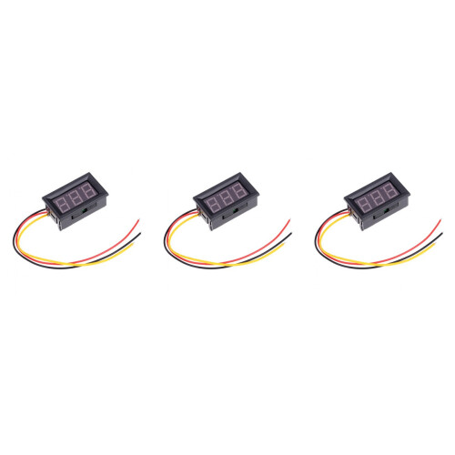3Pcs Black LCD Dc Voltmeter Digital Display Three Wire Voltage Meter 2