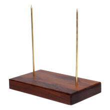 1Pc Silver Desk Receipt Holder Spike Wooden Brass Storage Organizer