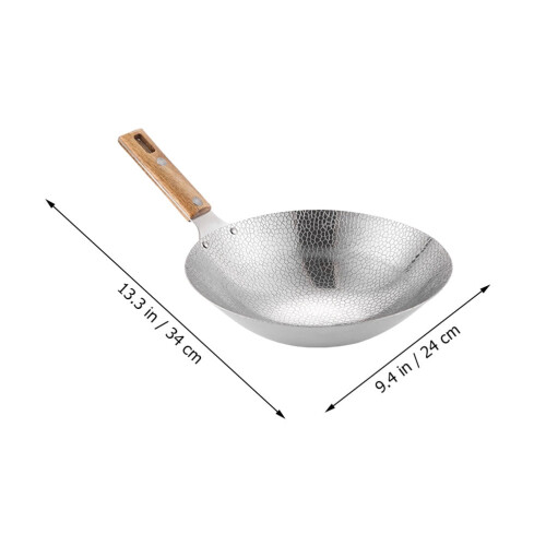 Panela wok de aço inoxidável com cabo de madeira 1
