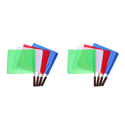 8Pcs Bright Sports Referee Flags with Sturdy Fabric and Sponge Handle 2