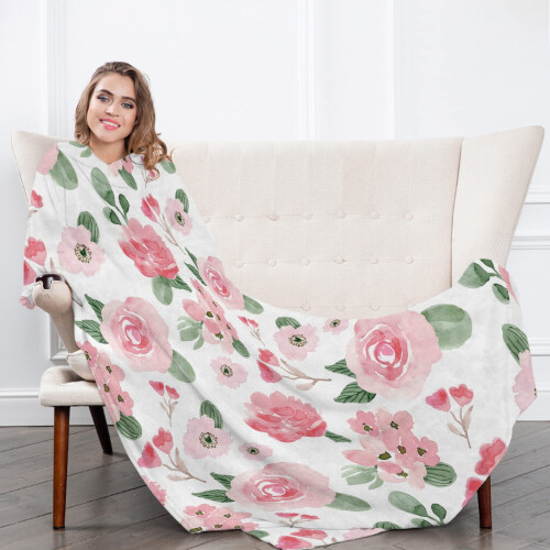 Flanelldecke mit rosa Rosenmuster 1