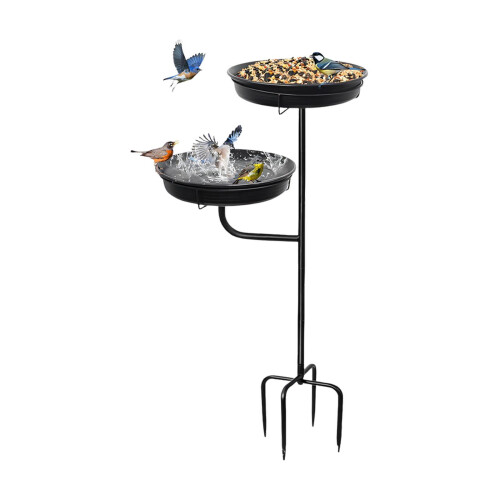 Plat à eau créatif en métal pour oiseaux, avec Section-Noir 1