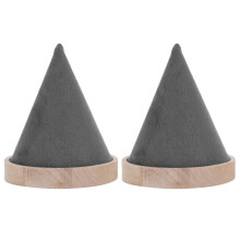 2Pcs Wood Cone Bracelet Display Stand Grey Lint Jewelry Holder