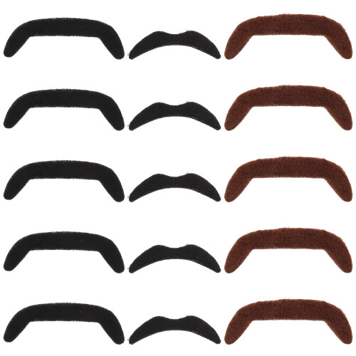 15Pcs Stick-on Fake Beard Mustache for Men Assorted Props