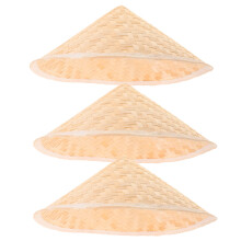3Pcs Handwoven Bamboo Kids Hats Khaki Party Sun Hat with Wide Brim