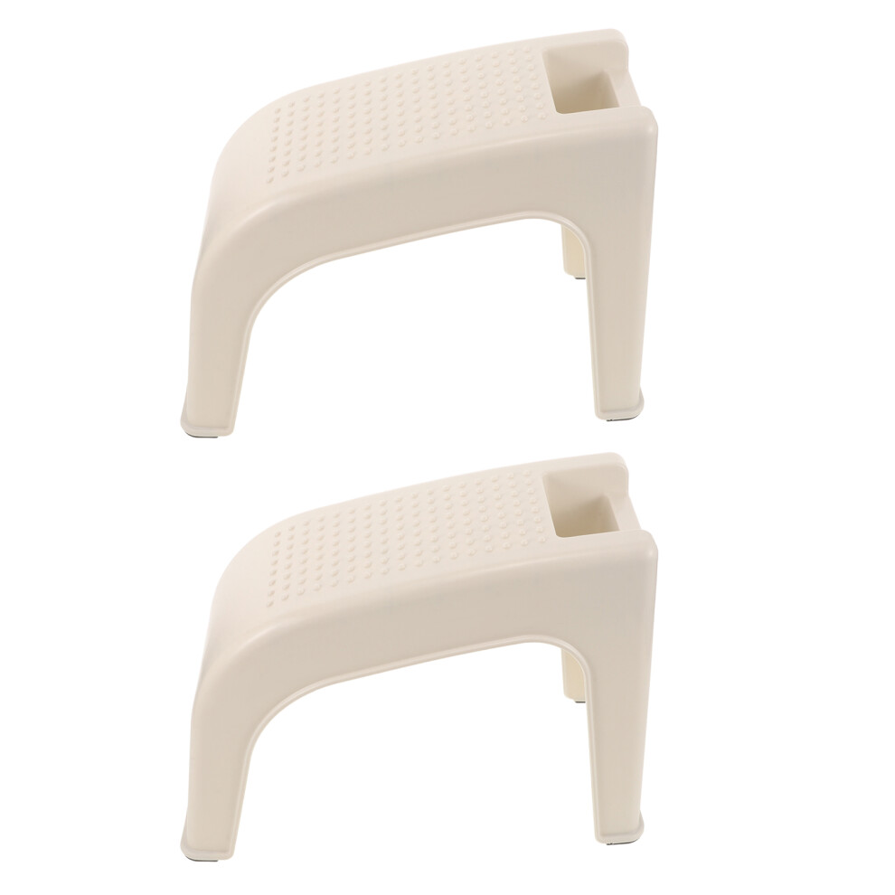 Totority Beige 2Pcs Home Plastic Footrest Stool For Shower Shaving Pedicure Aid
